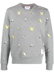 Thom Browne sweat en coton à broderies - Gris