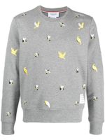 Thom Browne sweat en coton à broderies - Gris