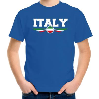 Italie landen supporters t-shirt - blauw - kinderen - Fan kleding - EK / WK / Olympische spelen