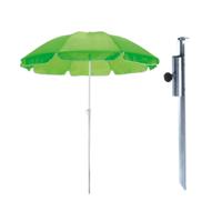 Parasol met metalen grondharing - groen - polyester - Dia 145 cm - verstelbaar
