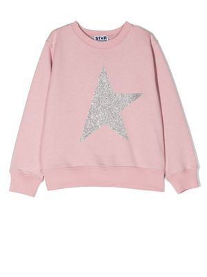 Golden Goose Kids sweat à patch étoile pailleté - Rose