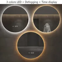 40/50/60CM Round Smart Hotel Bedroom Defogging Decorative Mirror LED Bathroom Mirror 3 Color Adjustable Backlight With 40/50/60CM Round Smart Hotel Bedroom Defogging Decorative Mirror LED Bathroom Mirror 3 Color Adjustable Backlight With
