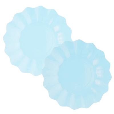 Feestbordjes met schulprand - 16x - baby blauw - rond - karton - 27cm