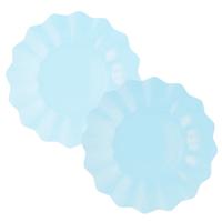 Feestbordjes met schulprand - 16x - baby blauw - rond - karton - 27cm