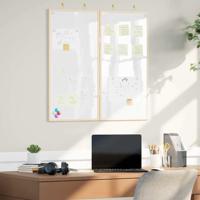 VidaXL Bulletinbord wit 80 x 80 x 1.4 cm massief grenenhout