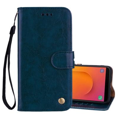 Business stijl olie Wax textuur horizontale Flip leergeval met houder & kaartsleuven & portemonnee voor Galaxy J8 (2018) (EU versie) (blauw)