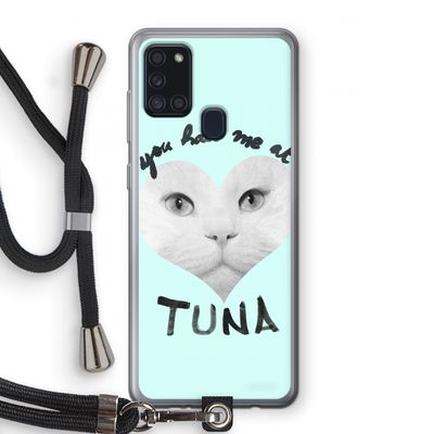 You had me at tuna: Samsung Galaxy A21s Transparant Hoesje met koord