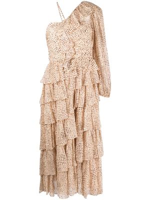 Ulla Johnson robe Hazel asymétrique à volants superposés - Tons neutres