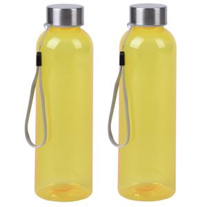 Waterfles / drinkfles / sport bidon Olympic - 2x - geel - kunststof - 500 ml - rvs schroefdop