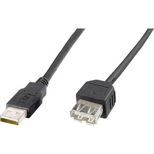 Digitus USB-kabel USB-A stekker, USB-A bus 1.80 m Zwart AK-300200-018-S