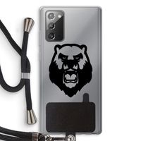 Angry Bear (black): Samsung Galaxy Note 20 / Note 20 5G Transparant Hoesje met koord