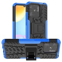 Antislip Xiaomi Redmi 10C Hybrid Case met Standaard - Blauw / Zwart