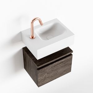 Toiletmeubel Mondiaz Andor | 40 cm | Meubelkleur Dark brown | Lex vrijhangend wastafel Talc Rechts | 1 kraangat