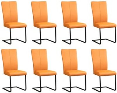 Set van 8 Lichtcognac leren industriële eetkamerstoelen Dare - poot vierkant zwart - Toledo Leer Sabbia (lichtcognac leer)