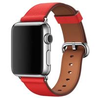 Klassieke knop lederen polsband horloge band voor Apple Watch serie 3 & 2 & 1 42mm (rood)