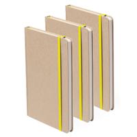 Notitieblok - Set van 3x stuks - luxe - met elastiek - notitieboekje - - A5 formaat - 100 bladzijdes