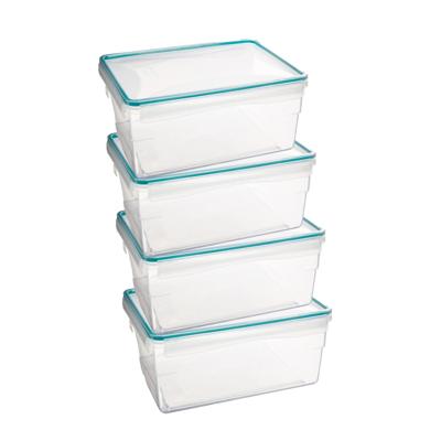 5Five Vershoudbakje met deksel - 4x - kunststof - luchtdicht - 25 x 18 x 12 cm - 3700 ml