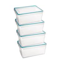 5Five Vershoudbakje met deksel - 4x - kunststof - luchtdicht - 25 x 18 x 12 cm - 3700 ml