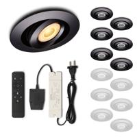 Set LED-inbouwspot met afstandsbediening Piccolo zwart 3W dimbaar 1-12 stuks