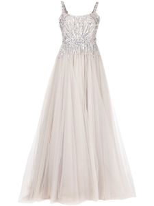 Jenny Packham robe longue à encolure carrée - Argent