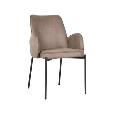 LABEL51 Eetkamerstoel Joni - Taupe - Micro Suede - Black Frame