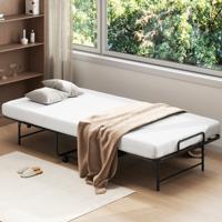 Opklapbed met Matras Draagbaar Opvouwbaar Logeerbed met Stevig Metalen Frame Opklapbed met Vergrendelbare Wielen