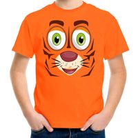 Dieren verkleed t-shirt voor kinderen - tijger gezicht - carnavalskleding - oranje