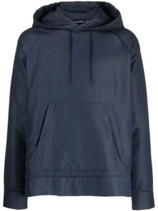 Emporio Armani hoodie texturé à lien de resserrage - Bleu