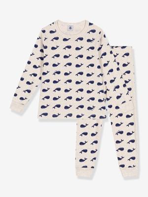 Pyjama voor kinderen met walvisprint van PETIT BATEAU ecru