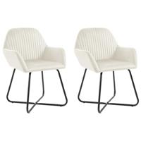 Eetkamerstoelen 2 st fluweel crèmekleurig