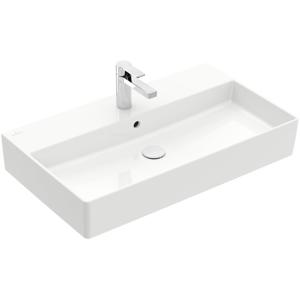 Villeroy & Boch Memento 2.0 wastafel onderzijde geslepen 80x47cm met overloop 1 kraangat ceramic+ wit 4A228GR1