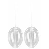 Set van 2 Paasdecoratie plastic ei hangers 10 cm - thumbnail