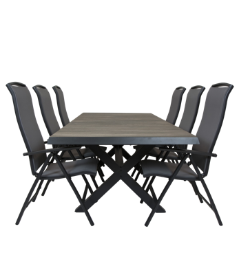 Qopps Ottowa uitschuif tuintafel 205/265 x 100 antraciet met Houston verstelbare tuinstoel