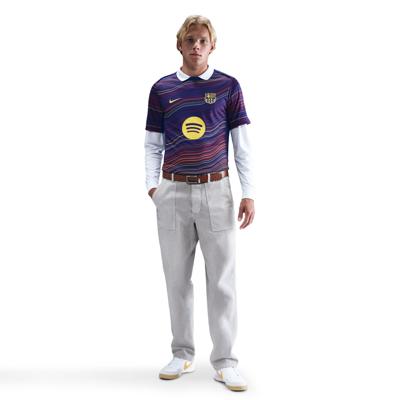 Nike FC Barcelona Pre-Match Trainingsshirt 2025-2026 Donkerblauw Rood Goud