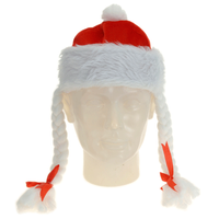 Rode kerstmuts met vlechten
