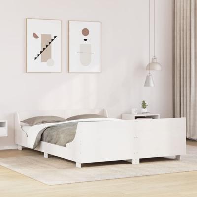 Bedframe zonder matras massief grenenhout wit 120x200 cm