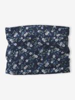 Meisjes snood met bloemenprint en fleece voering inktblauw