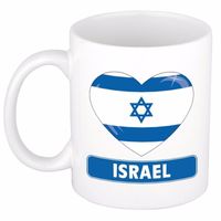 Israelische vlag hartje theebeker 300 ml - thumbnail