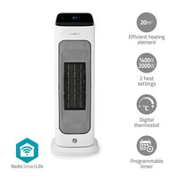 SmartLife keramische PTC-ventilatorkachel | Wi-Fi | 2000 W | 2 Warmte Standen | Zwenkfunctie | Display | 10 - 49 °C | Android™ / IOS | Wit
