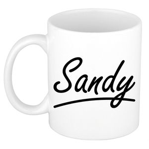 Naam cadeau mok / beker Sandy met sierlijke letters 300 ml