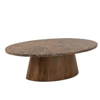 J-line - Salontafel Ovaal Marmer|mangohout Bruin - 130x68x41cm