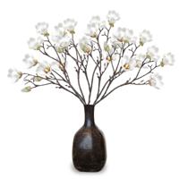 Kunstbloemen Magnolia tak - 5x - 65cm - creme wit - Kunst zijdebloemen