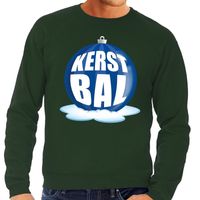 Foute kersttrui kerstbal blauw op groene sweater voor heren - thumbnail