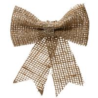 Decoris Kersthanger - strik - naturel - jute - glitters - 24 cm