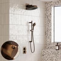 Regendouche set SaniClear Evolution Stripes | 30 cm | Incl.Inbouwdeel | 2 standen handdouche | Met glijstang | Verouderd messing