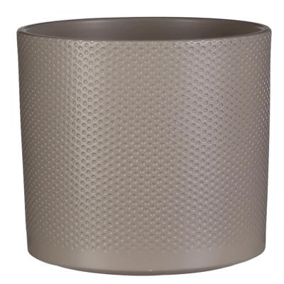 Mica Decorations Bloempot - taupe - relief - keramiek - D23 x H21 cm - plantenpotten binnen