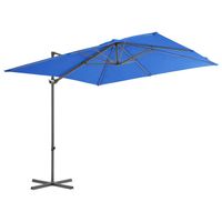 The Living Store Hangparasol 250x250x247 cm - Azuurblauw - UV-beschermend polyester - Kruisvoet - Kantelbaar en 360 - thumbnail