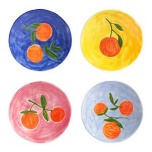 &k amsterdam Orange Full Colour Bord Ø 16 cm - Set van 4