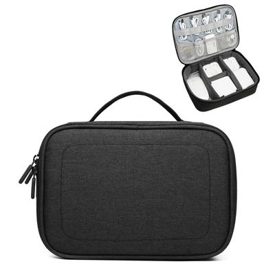 Multifunctionele koptelefoon lader data kabel opbergtas enkellaags opbergtas grootte: 12x5x26cm (zwart)