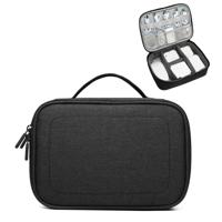 Multifunctionele koptelefoon lader data kabel opbergtas enkellaags opbergtas grootte: 12x5x26cm (zwart)